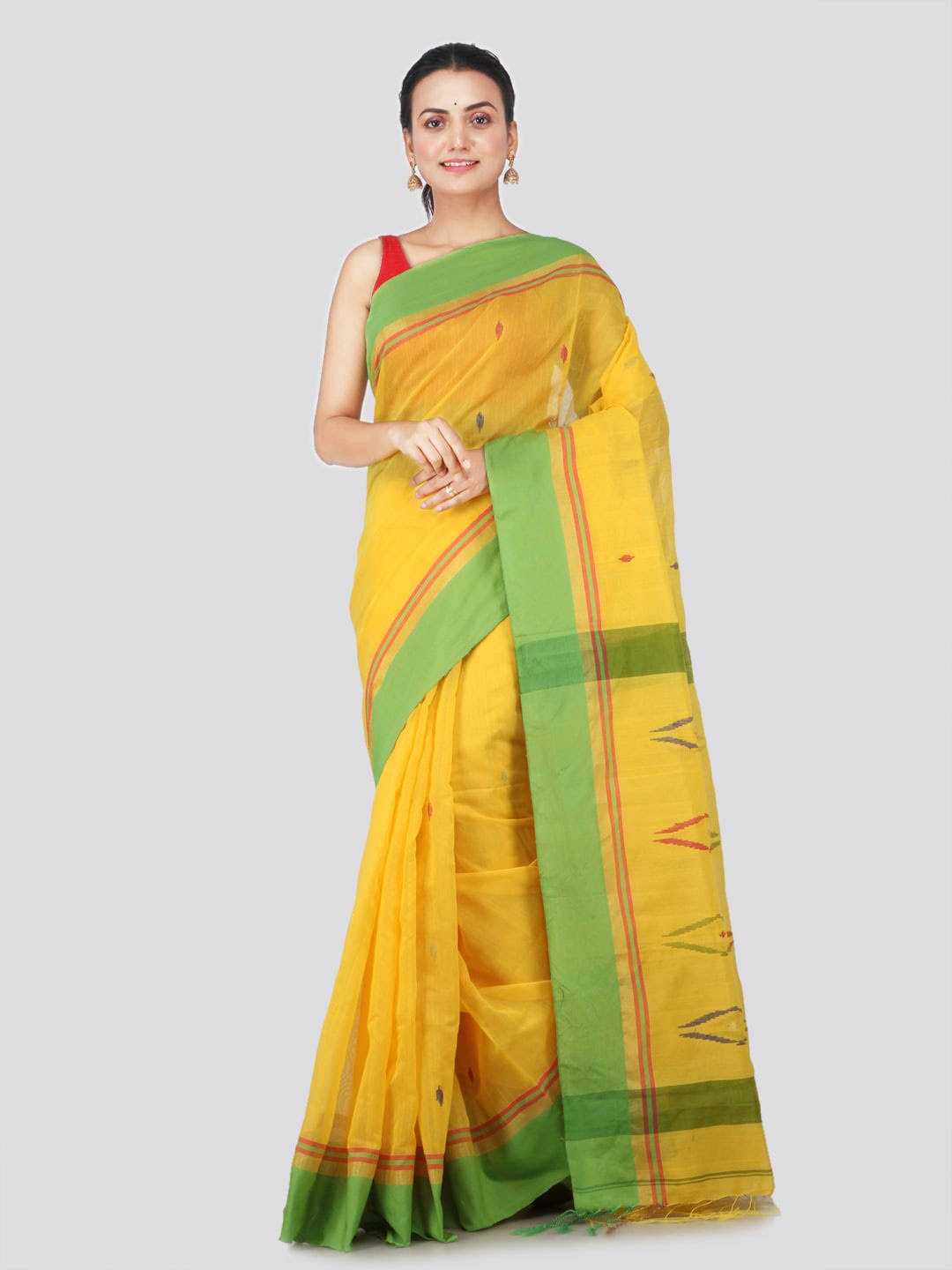 

PinkLoom Woven Design Cotton Blend Saree, Yellow