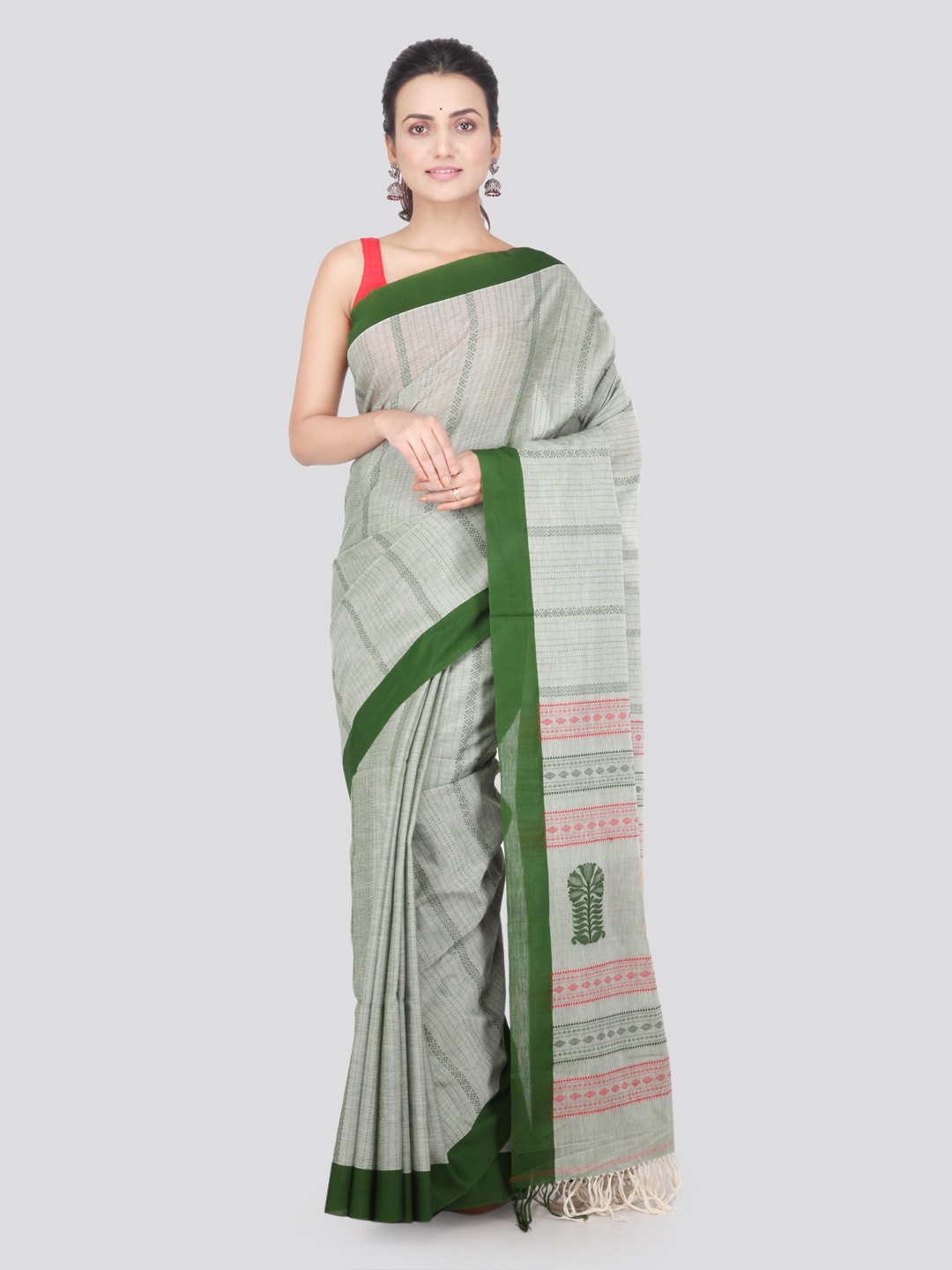 

PinkLoom Woven Design Pure Cotton Saree, Green