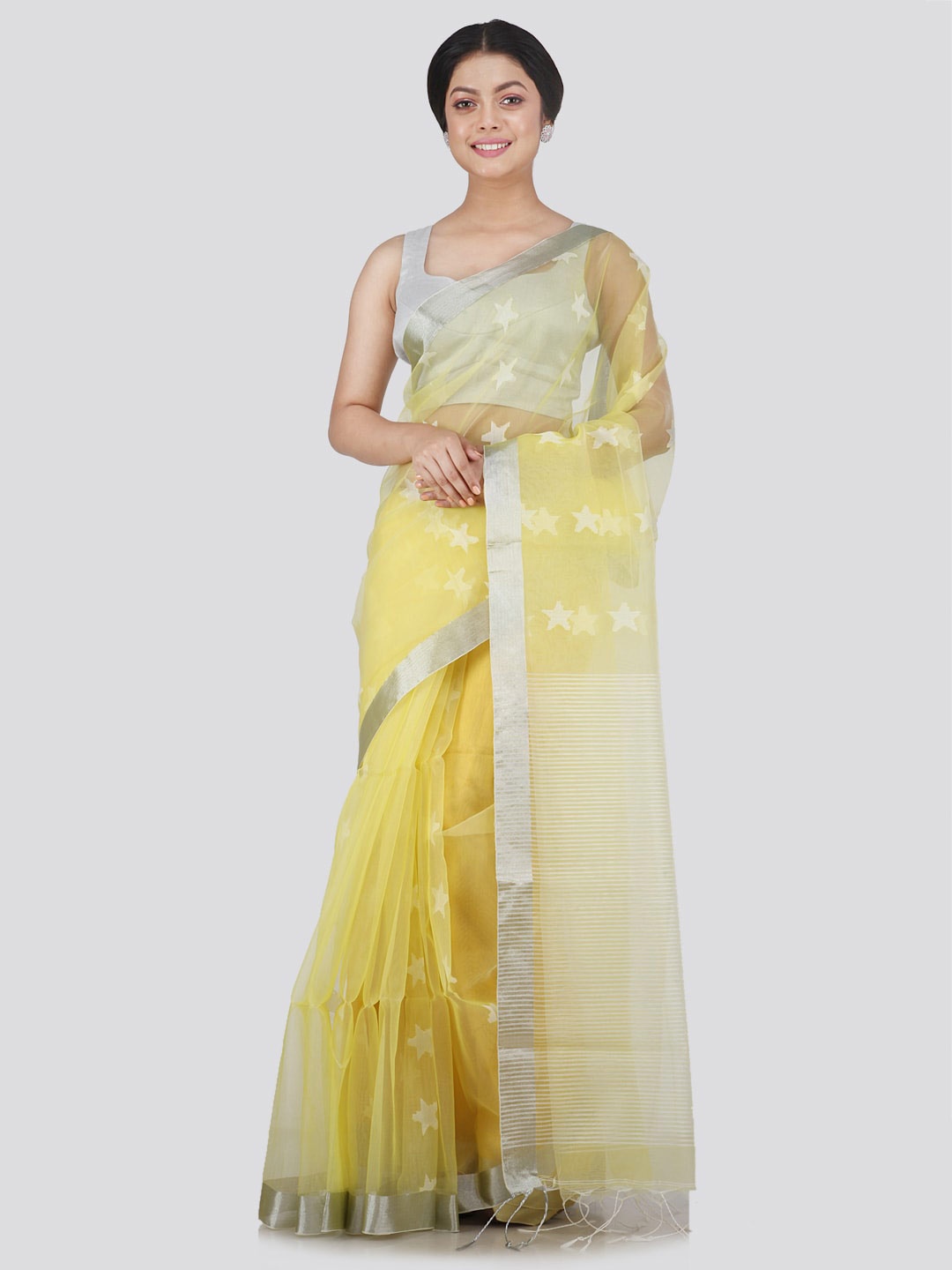 

PinkLoom Woven Design Zari Pure Silk Saree, Yellow