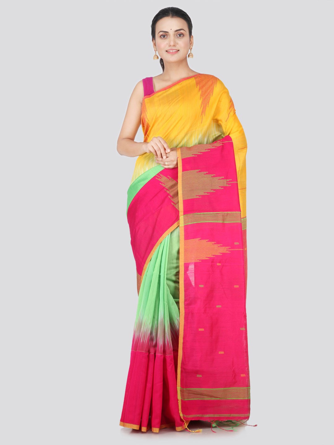 

PinkLoom Ethnic Motifs Woven Design Saree, Yellow