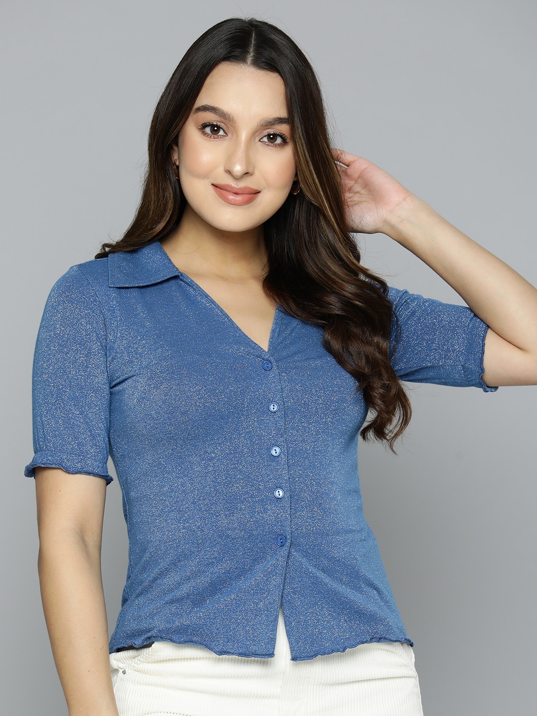 

VividArtsy Solid Casual Shirt, Blue