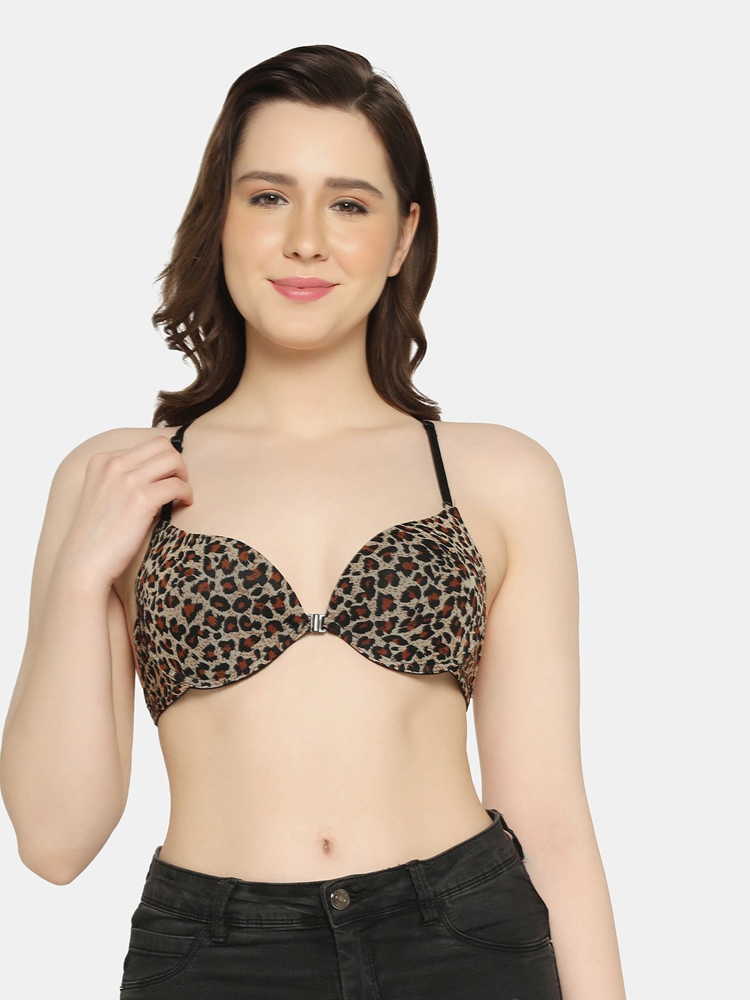 

Da Intimo Abstract Underwired Lightly Padded Bralette Bra, Black