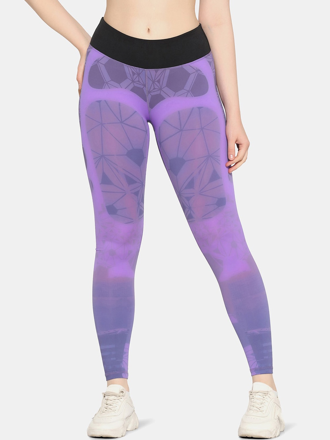 

Da Intimo Women Printed Ankle-Length Sports Tights, Purple