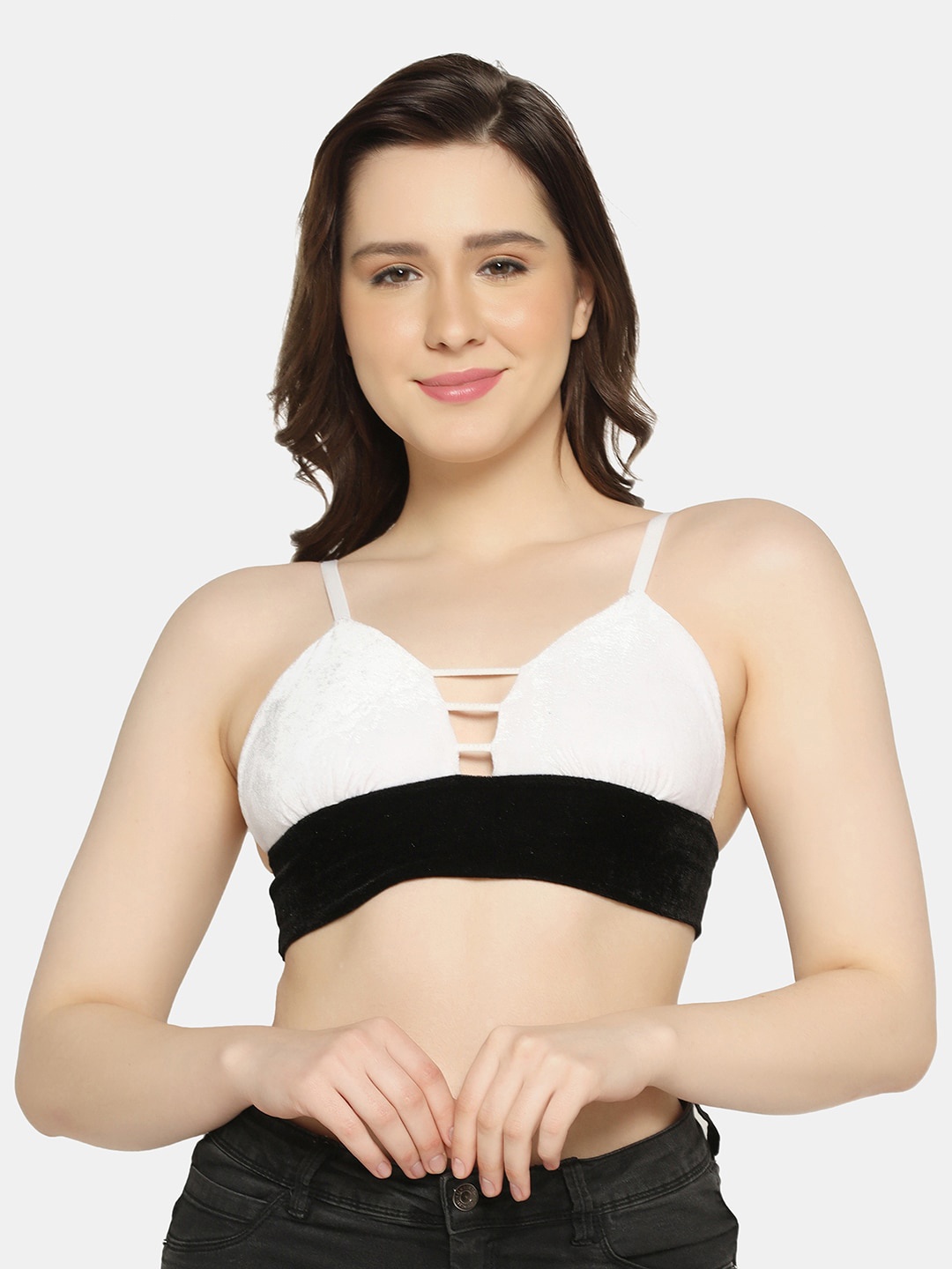 

Da Intimo Non Padded Nylon Non-Wired All Day Comfort Bralette Bra, White