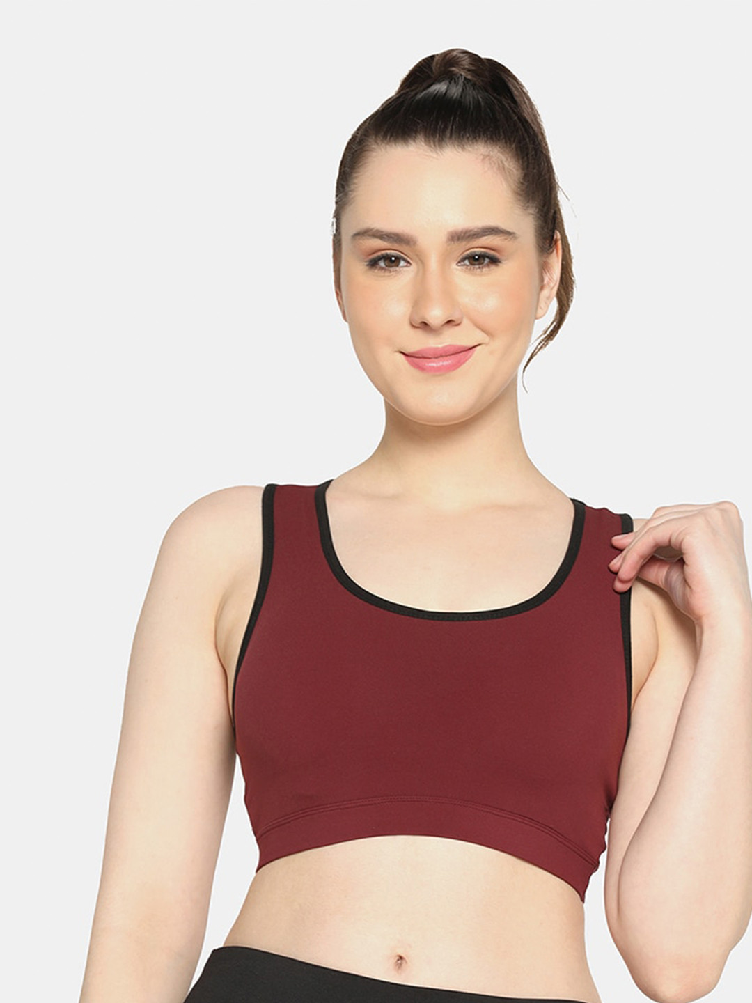

Da Intimo Lightly Padded Non-Wired Seamless All Day Comfort Mobile Pocket Workout Bra, Maroon