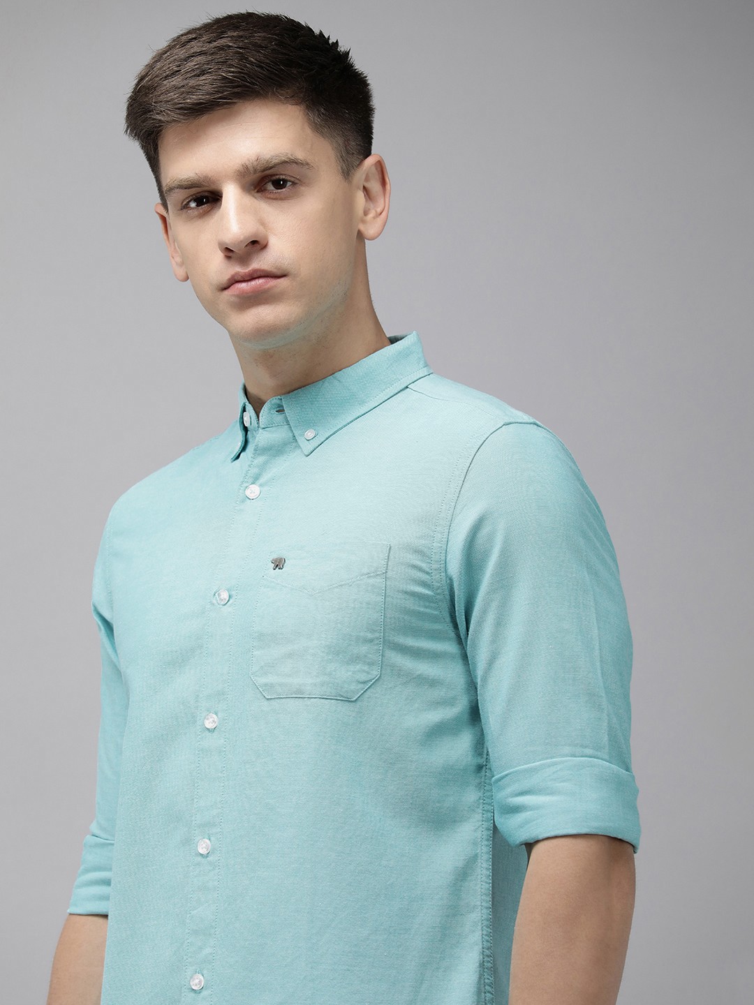 

THE BEAR HOUSE Men Sea Green Slim Fit Opaque Casual Shirt