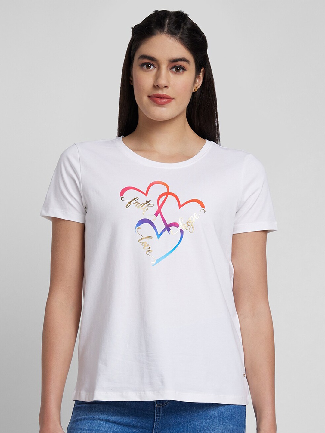 

SPYKAR Typography Printed Cotton T-shirt, White