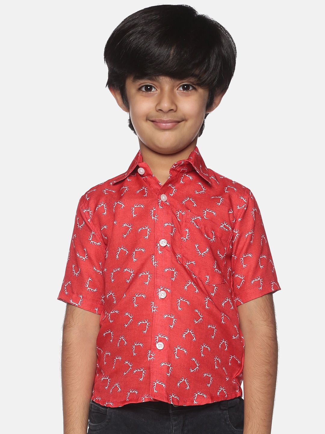 

Sethukrishna Boys Conversational Printed Casual Shirt, Red