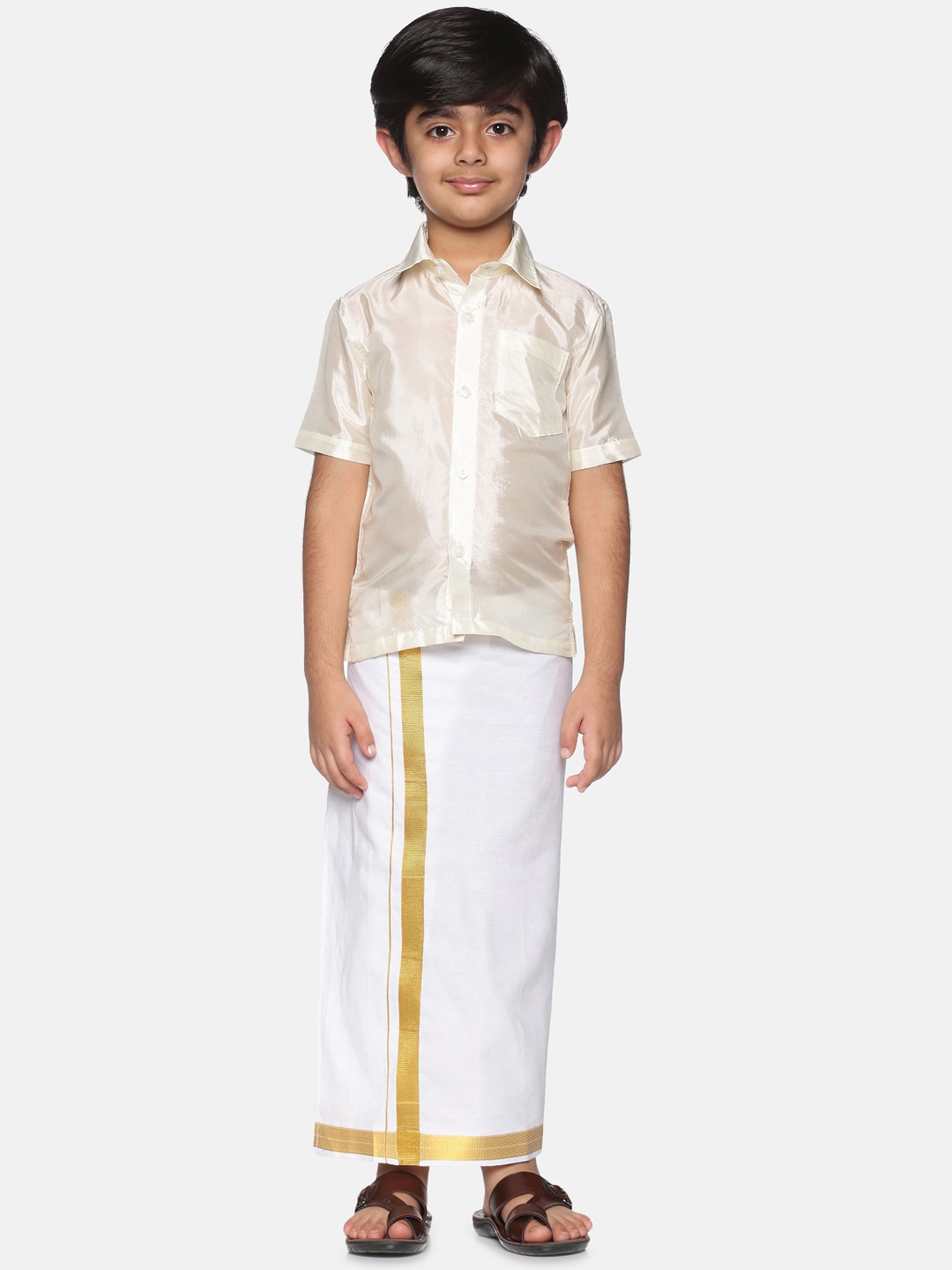 

Sethukrishna Boys Shirt & Dhoti, Cream