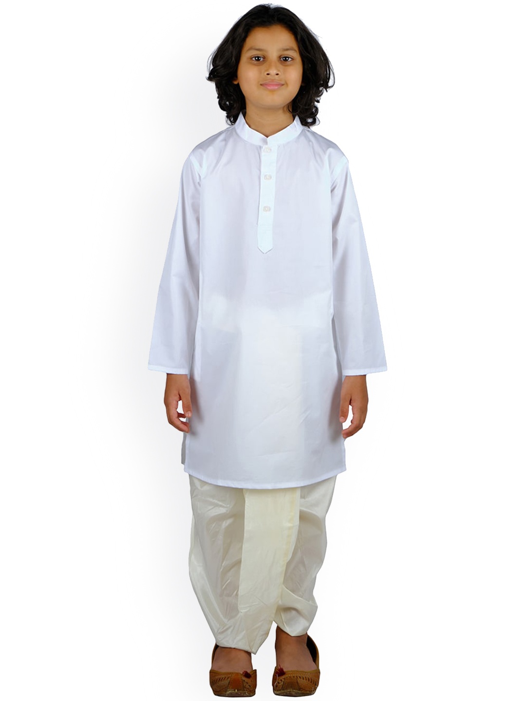 

Sethukrishna Boys Mandarin Collar Kurta with Dhoti Pants, White