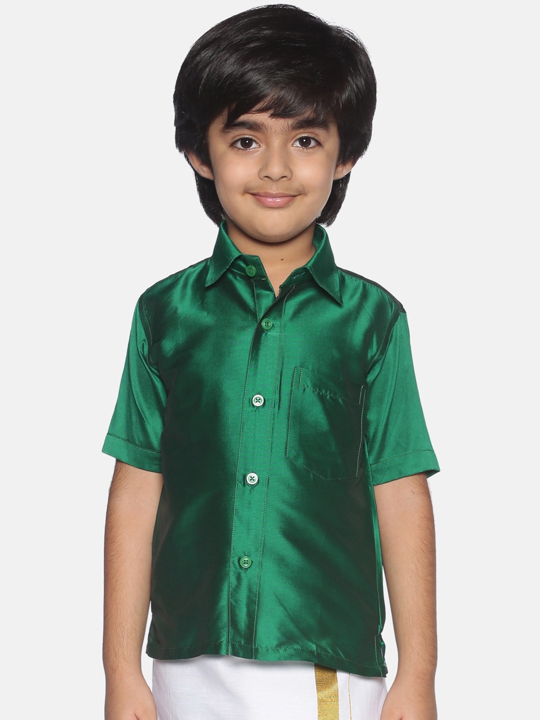 

Sethukrishna Boys Spread Collar Casual Shirt, Green