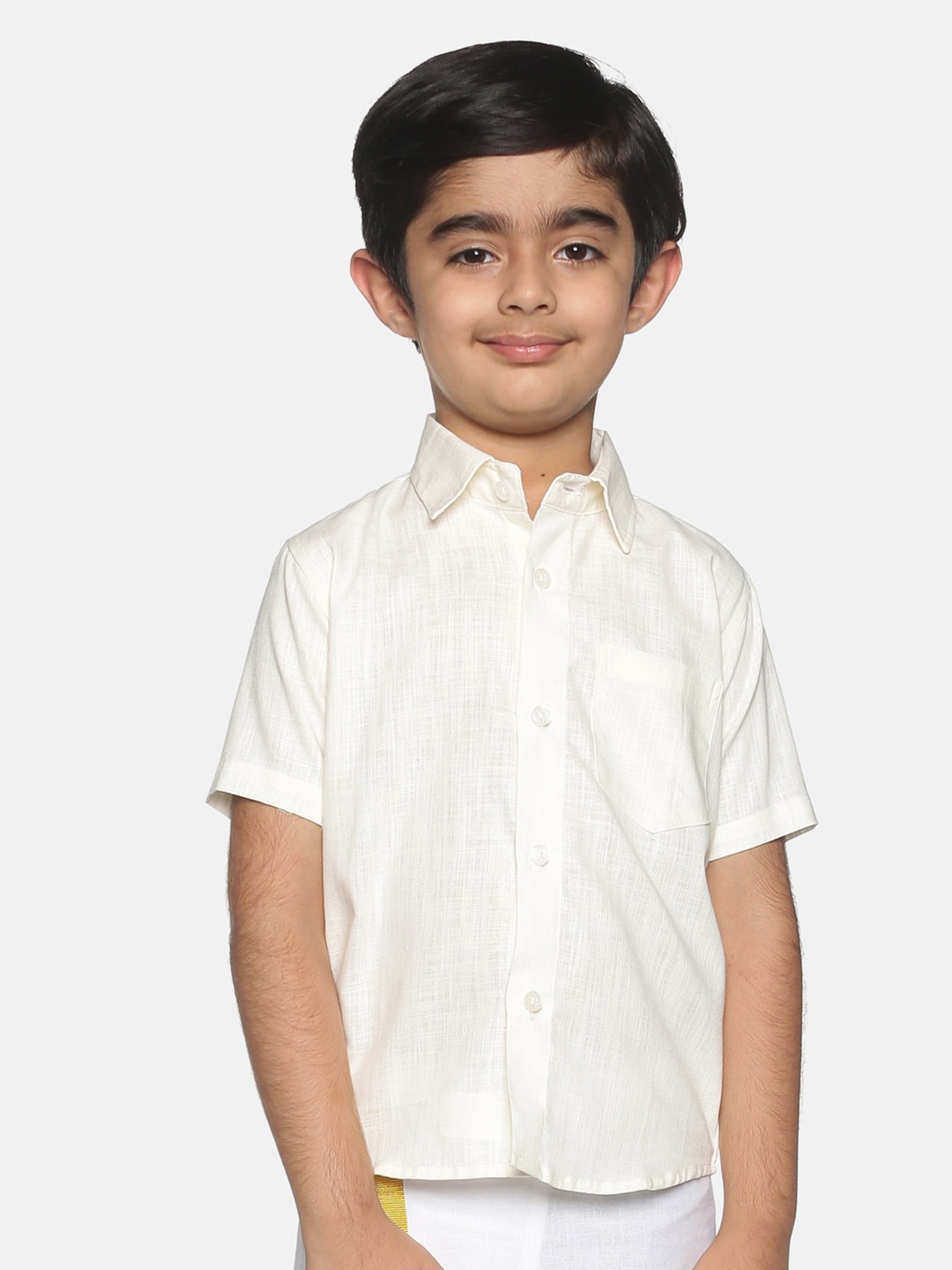

Sethukrishna Boys Shirt Collar Cotton Casual Shirt, Cream