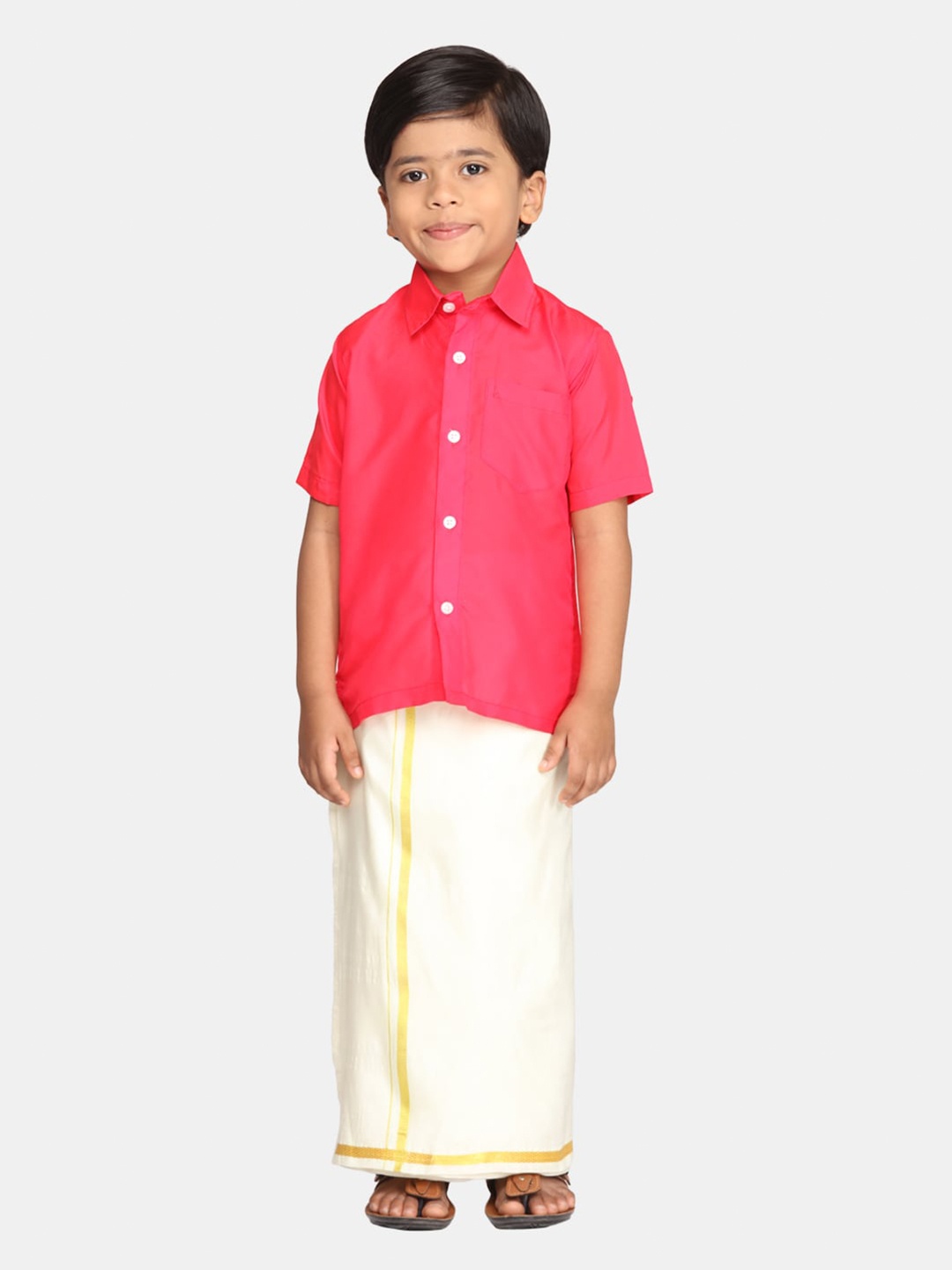 

Sethukrishna Boys Shirt & Dhoti, Pink