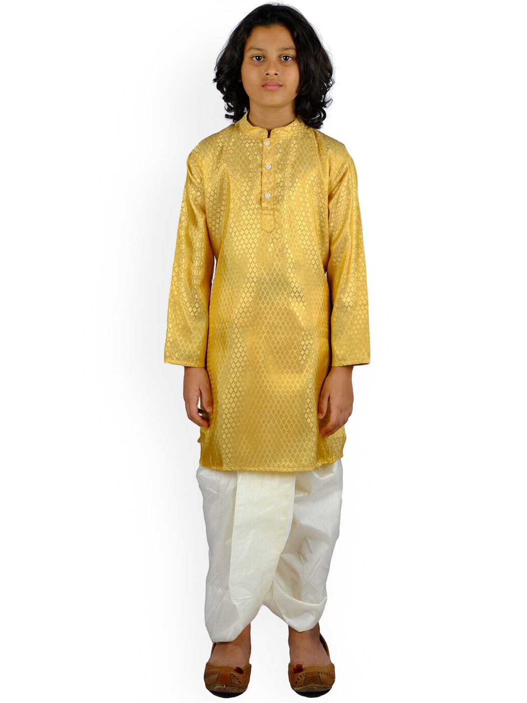 

Sethukrishna Boys Ethnic Motifs Kurta with Dhoti Pants, Gold