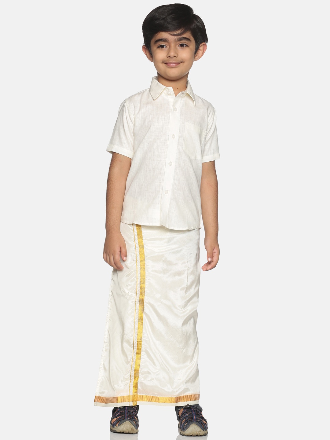 

Sethukrishna Boys Shirt & Dhoti, Cream