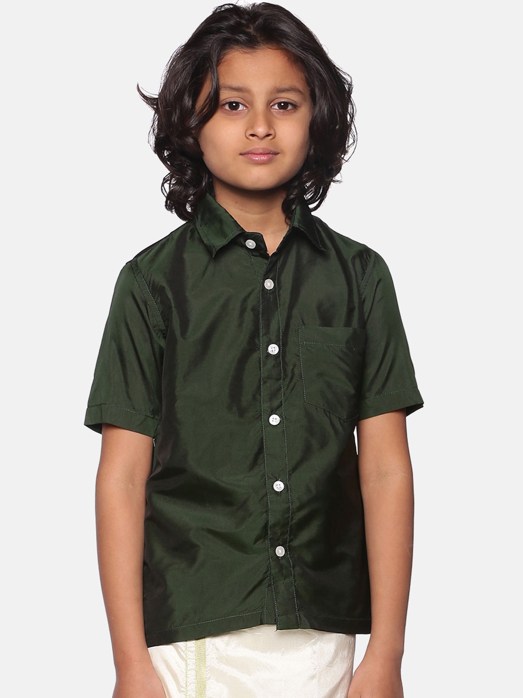 

Sethukrishna Boys Spread Collar Casual Shirt, Green