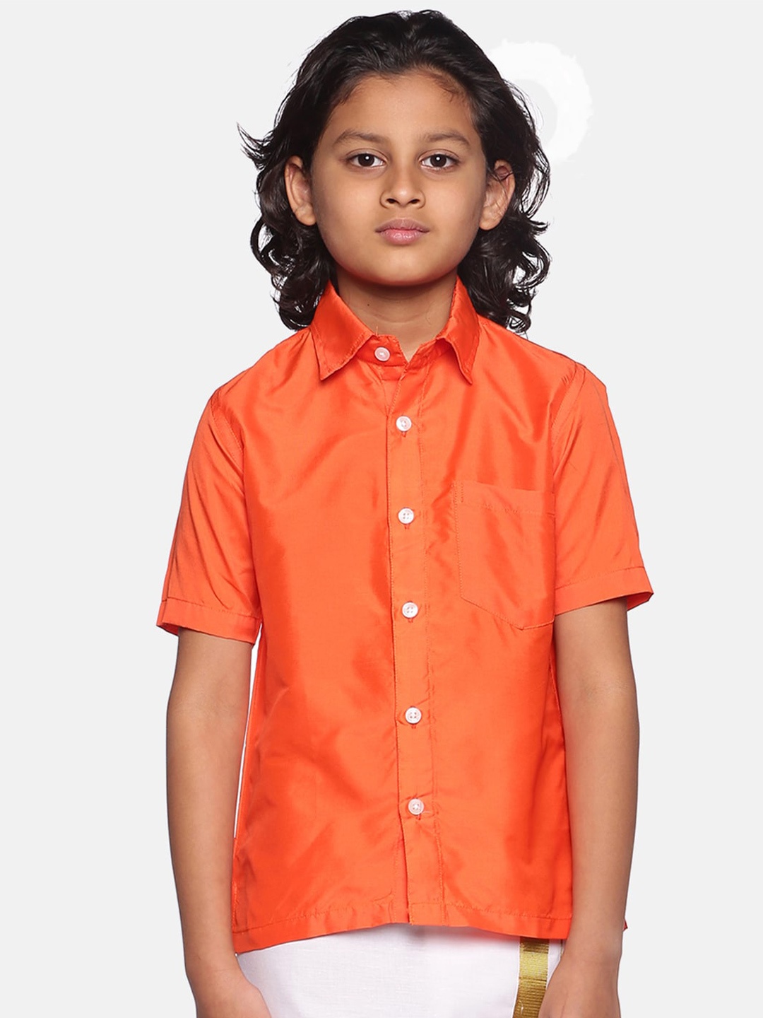 

Sethukrishna Boys Spread Collar Casual Shirt, Orange