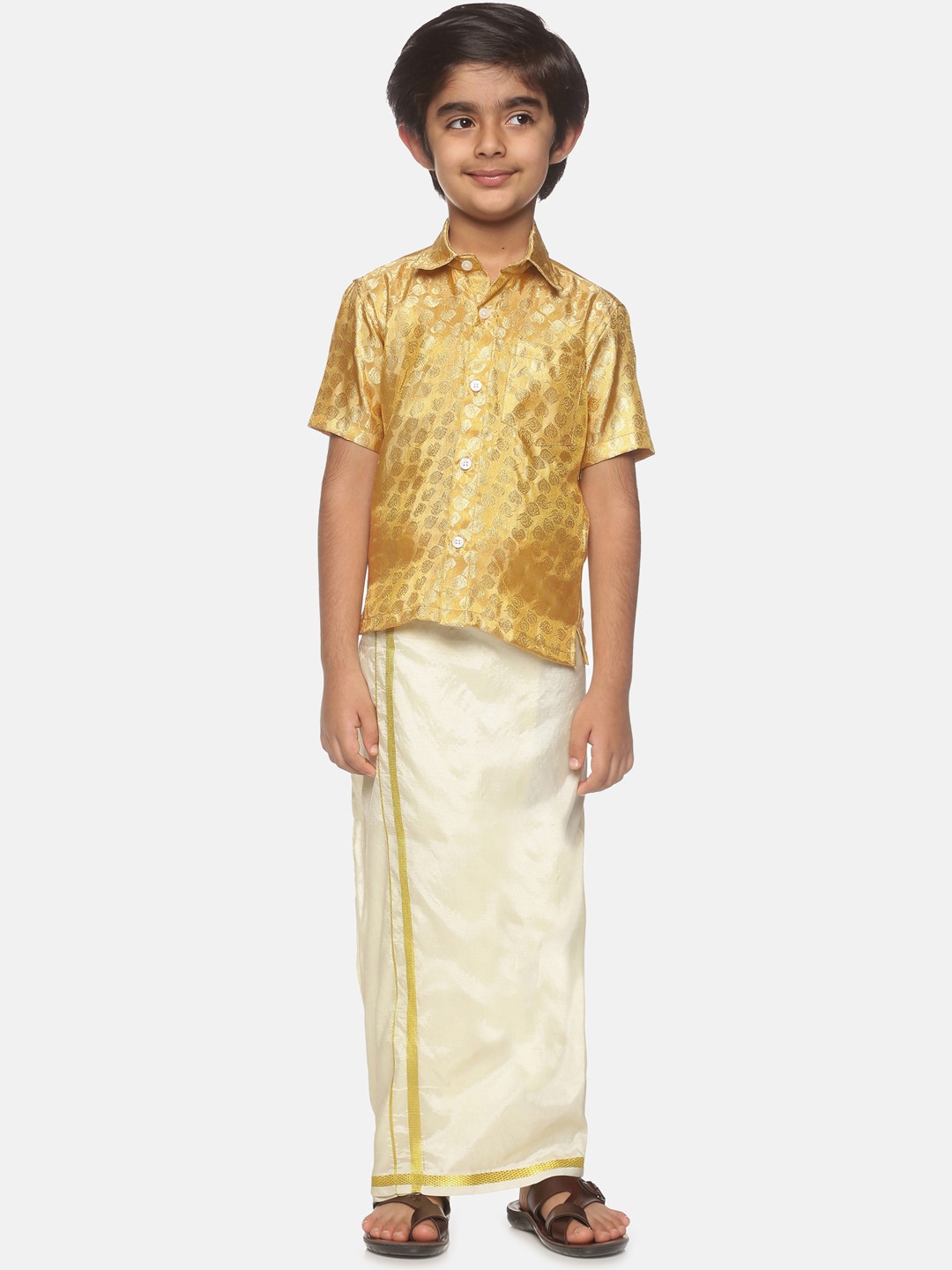 

Sethukrishna Boys Shirt & Dhoti, Gold