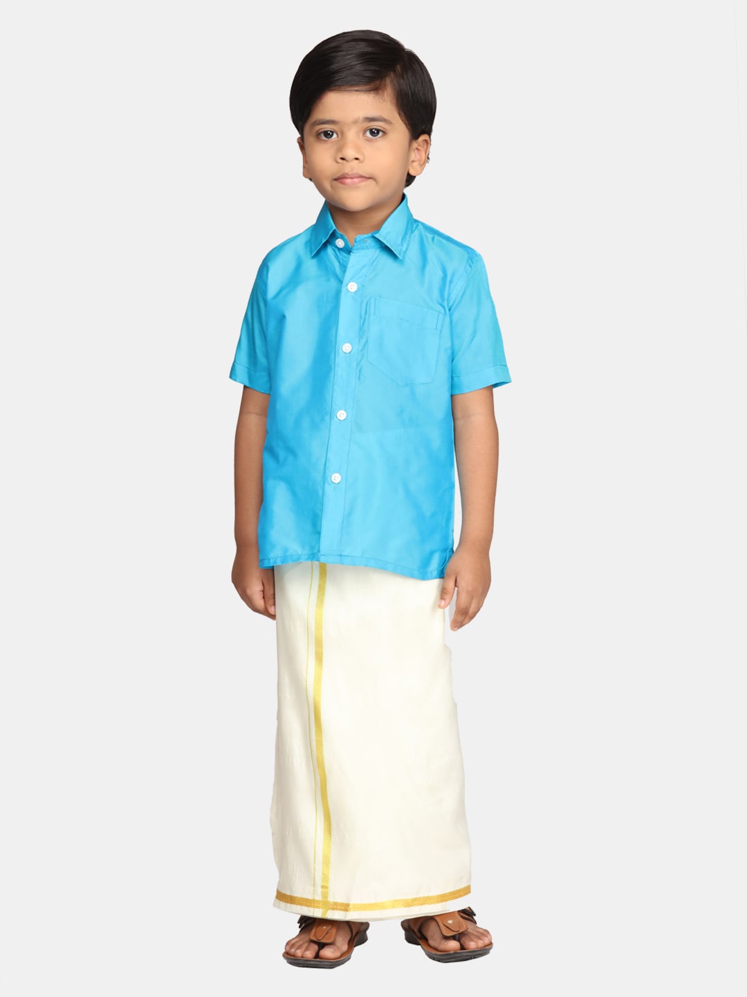 

Sethukrishna Boys Ethnic Shirt and Veshti, Blue