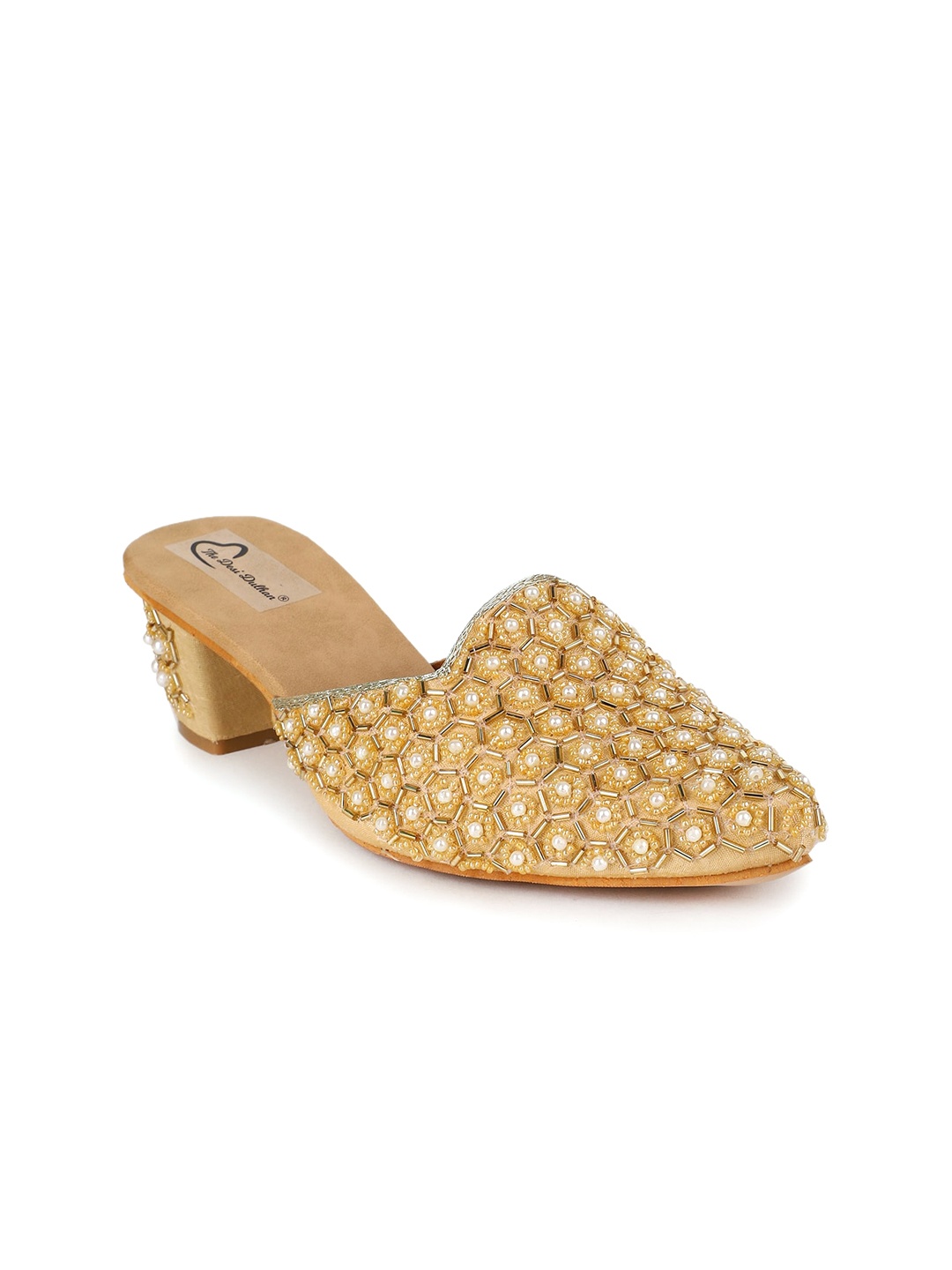 

The Desi Dulhan Women Embellished Ethnic Block Mules, Mustard