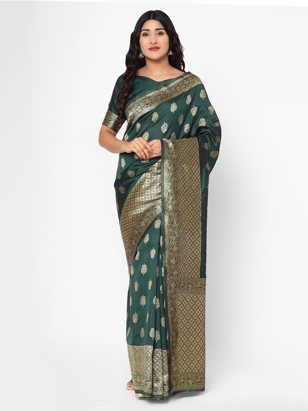 

Glemora Woven Design Zari Kanjeevaram Saree, Green