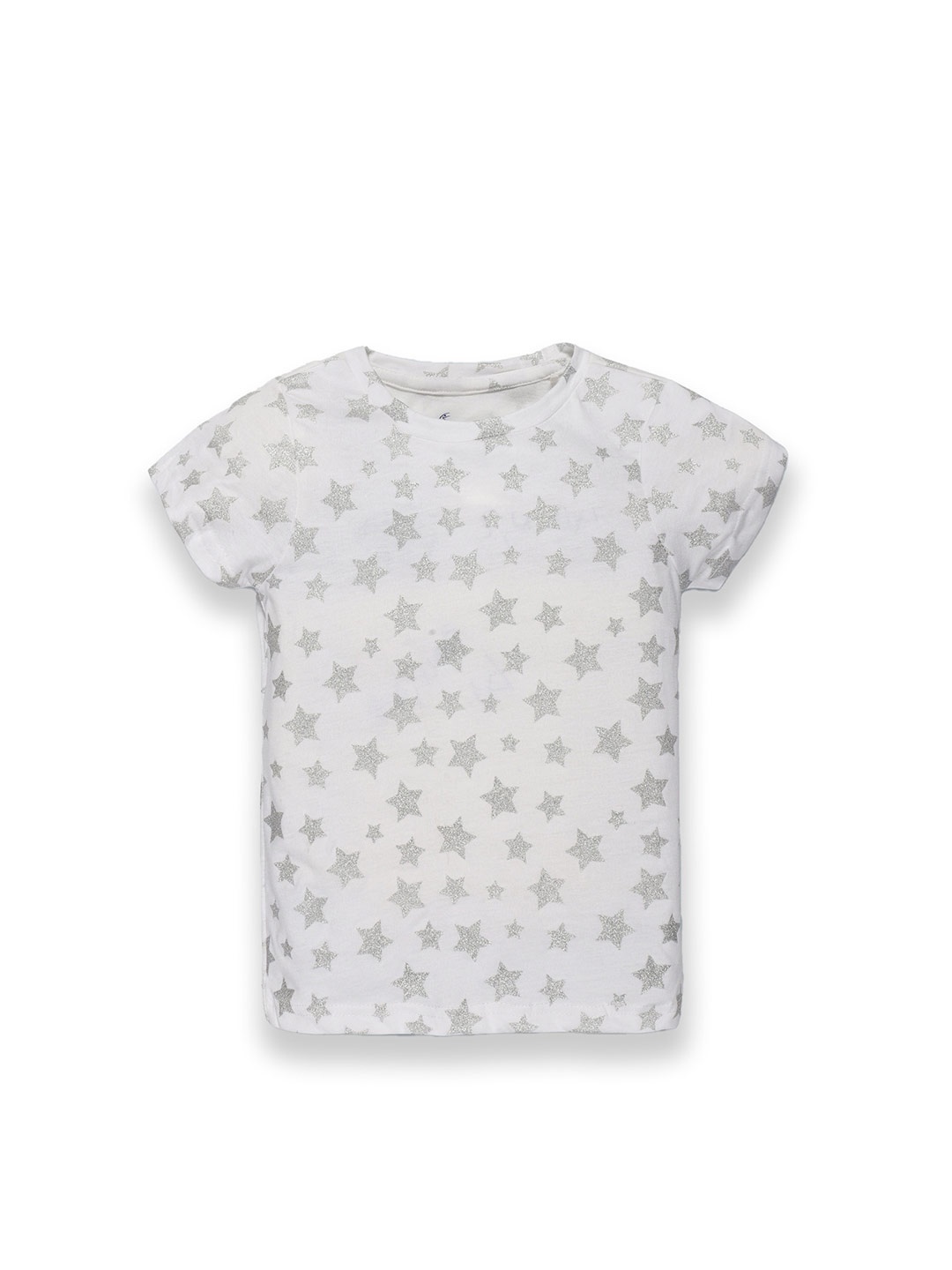 

KiddoPanti Girls Round Neck Conversational Printed Cotton T-shirt, White