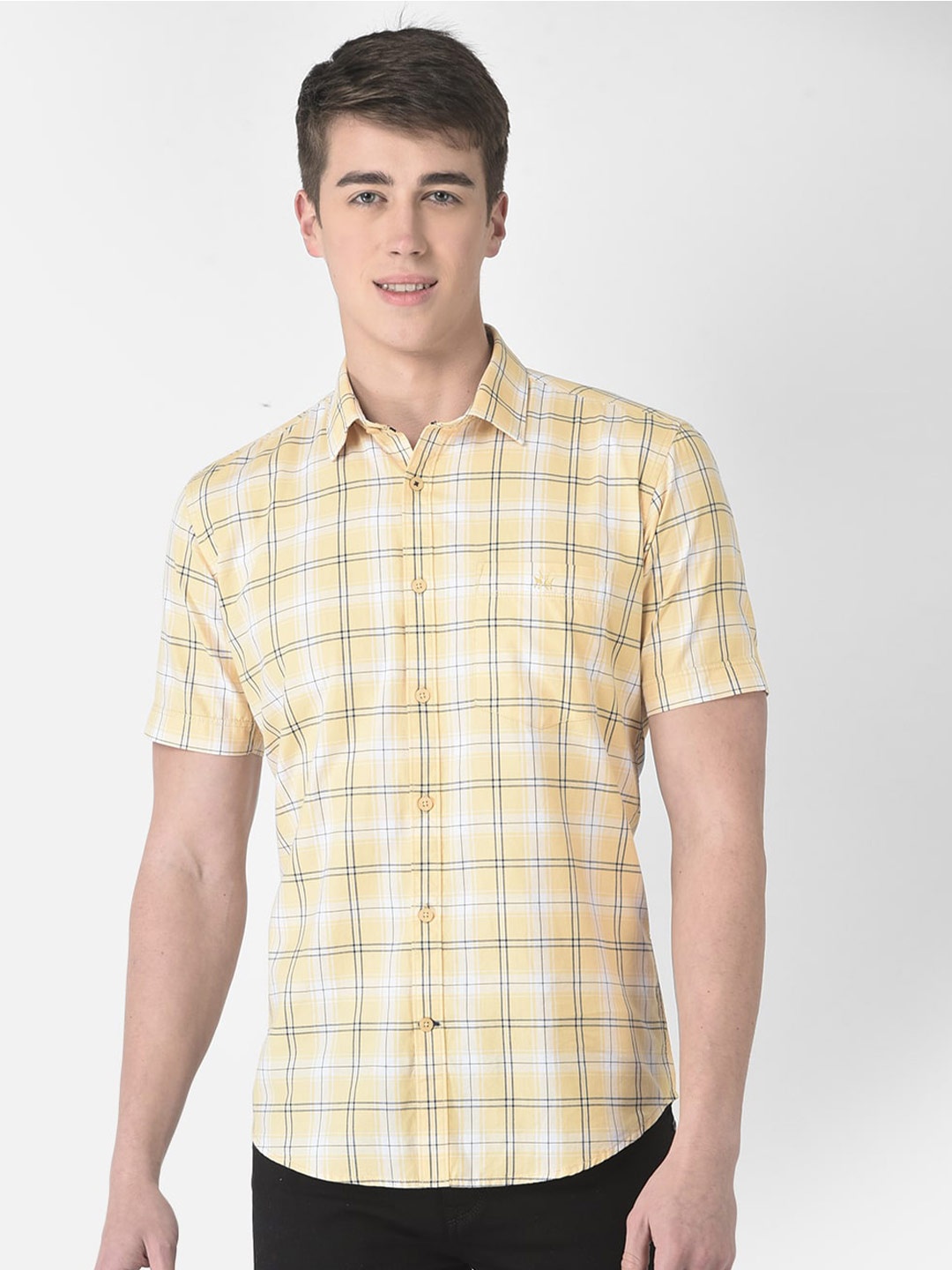 

Crimsoune Club Men Slim Fit Tartan Checked Casual Cotton Shirt, Multi