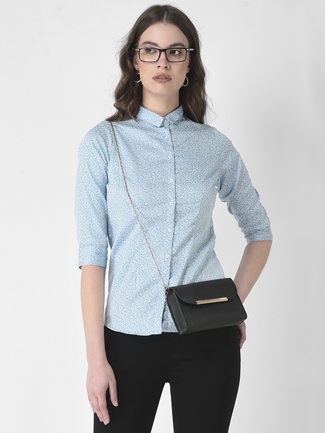 

Crimsoune Club Women Slim Fit Floral Printed Cotton Casual Shirt, Blue