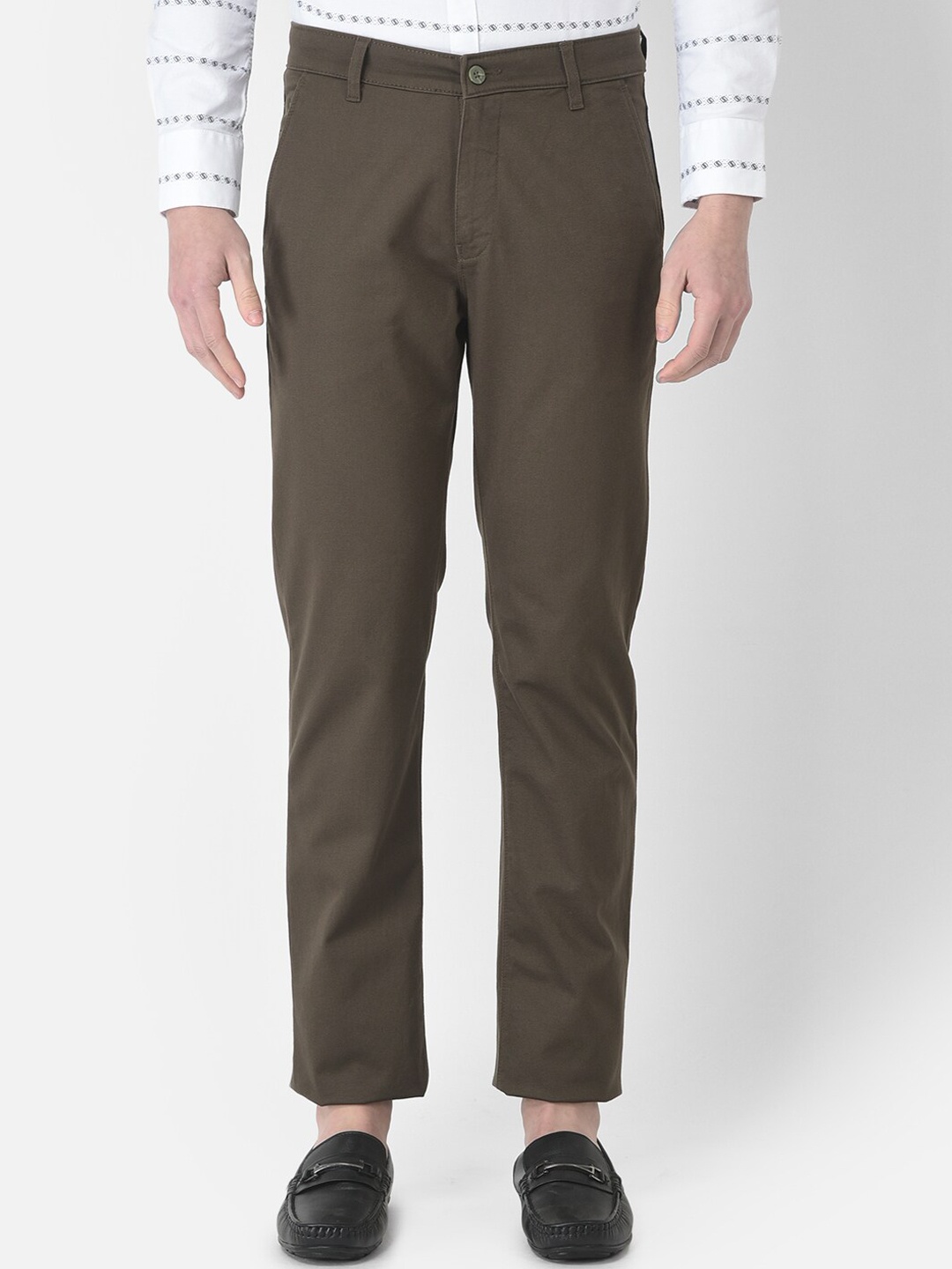 

Crimsoune Club Men Mid Rise Relaxed Chinos Trousers, Olive