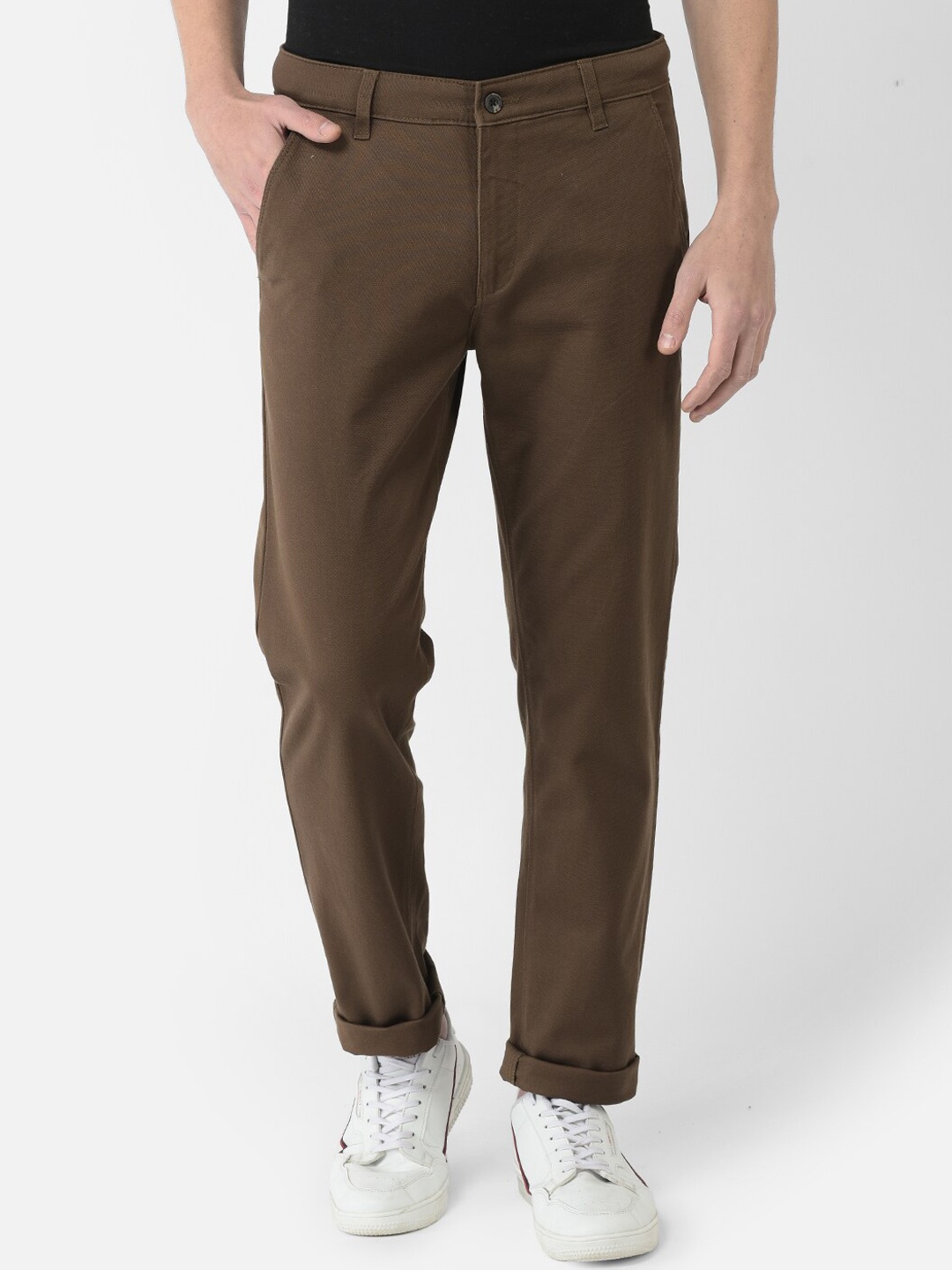 

Crimsoune Club Men Relaxed Mid Rise Chinos Trousers, Brown