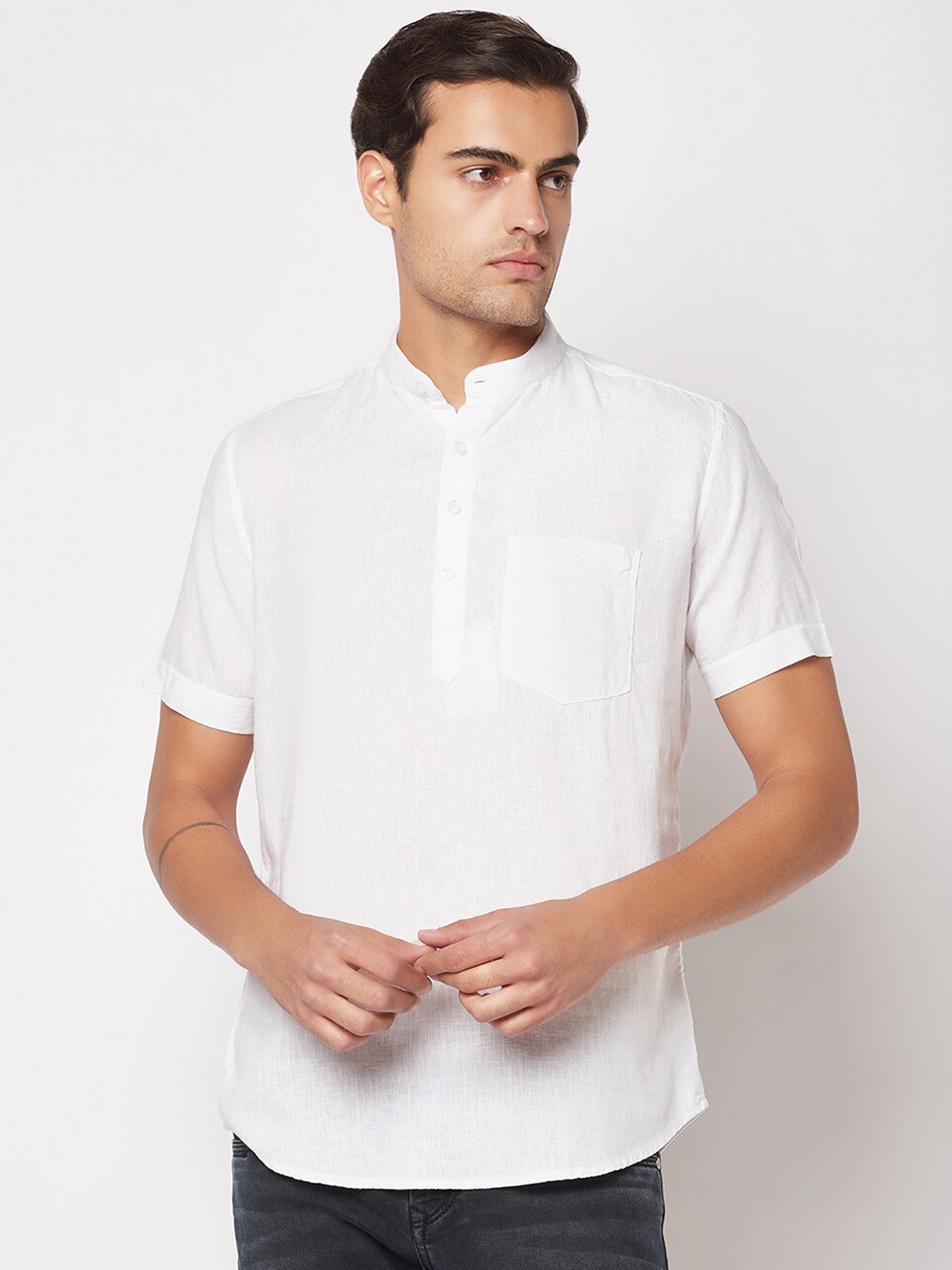 

Crimsoune Club Men Mandarin Collar Kurta, White