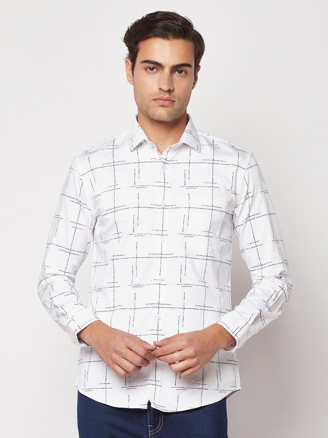 

Crimsoune Club Men Comfort Abstract Printed Casual Shirt, White