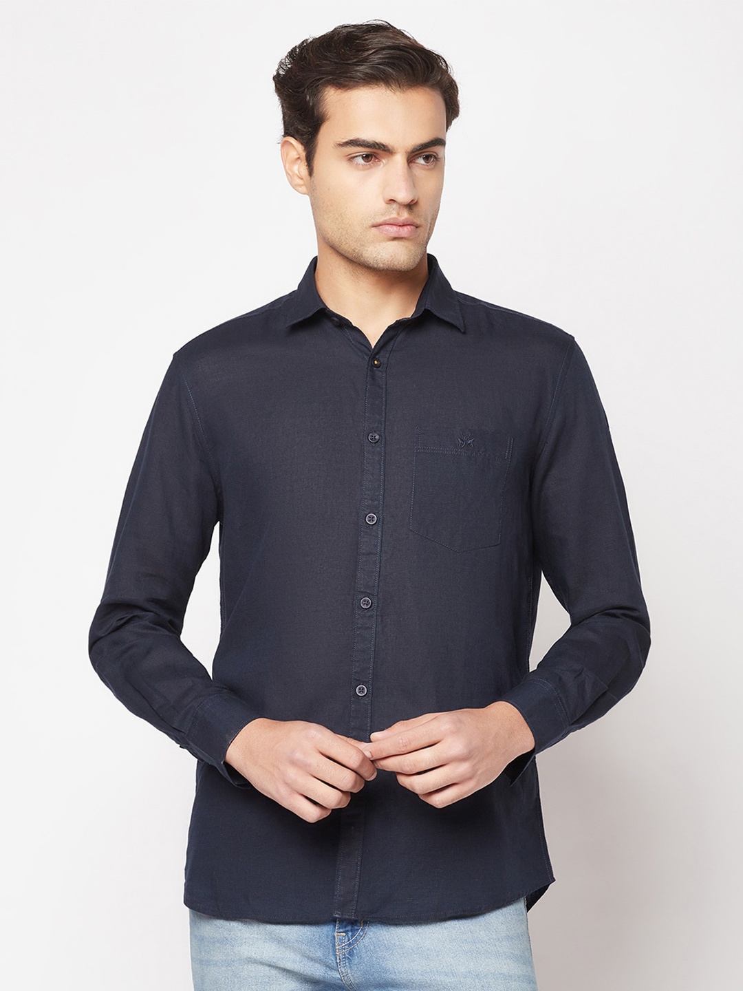 

Crimsoune Club Men Comfort Cotton Casual Shirt, Navy blue