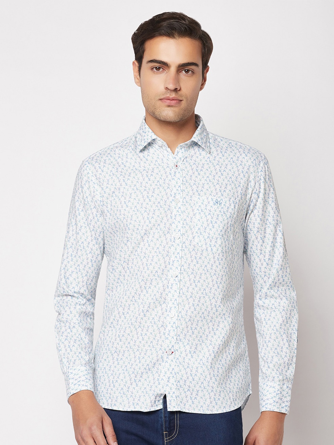 

Crimsoune Club Comfort Printed Casual Shirt, Blue