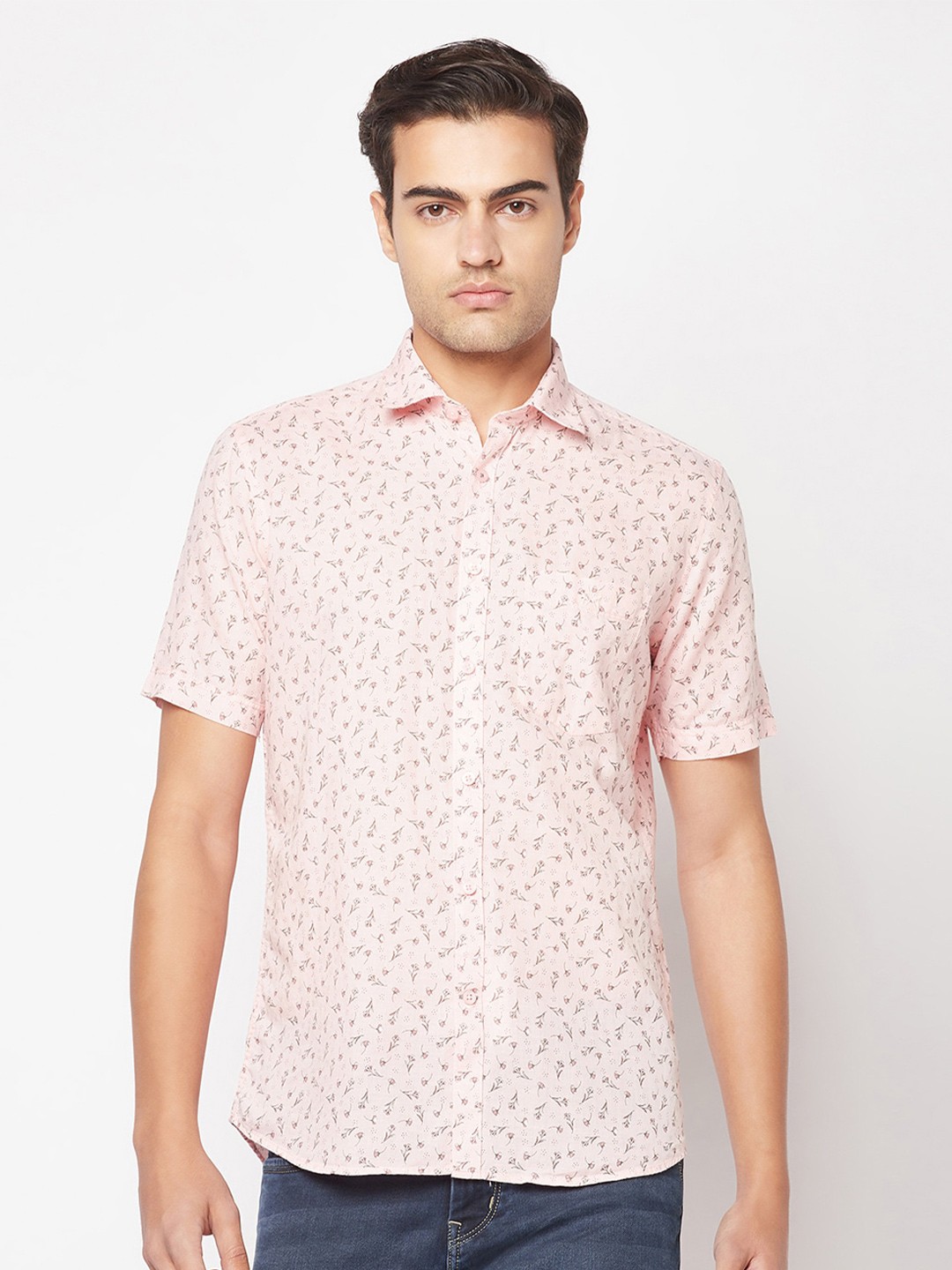 

Crimsoune Club Comfort Floral Printed Casual Shirt, Pink