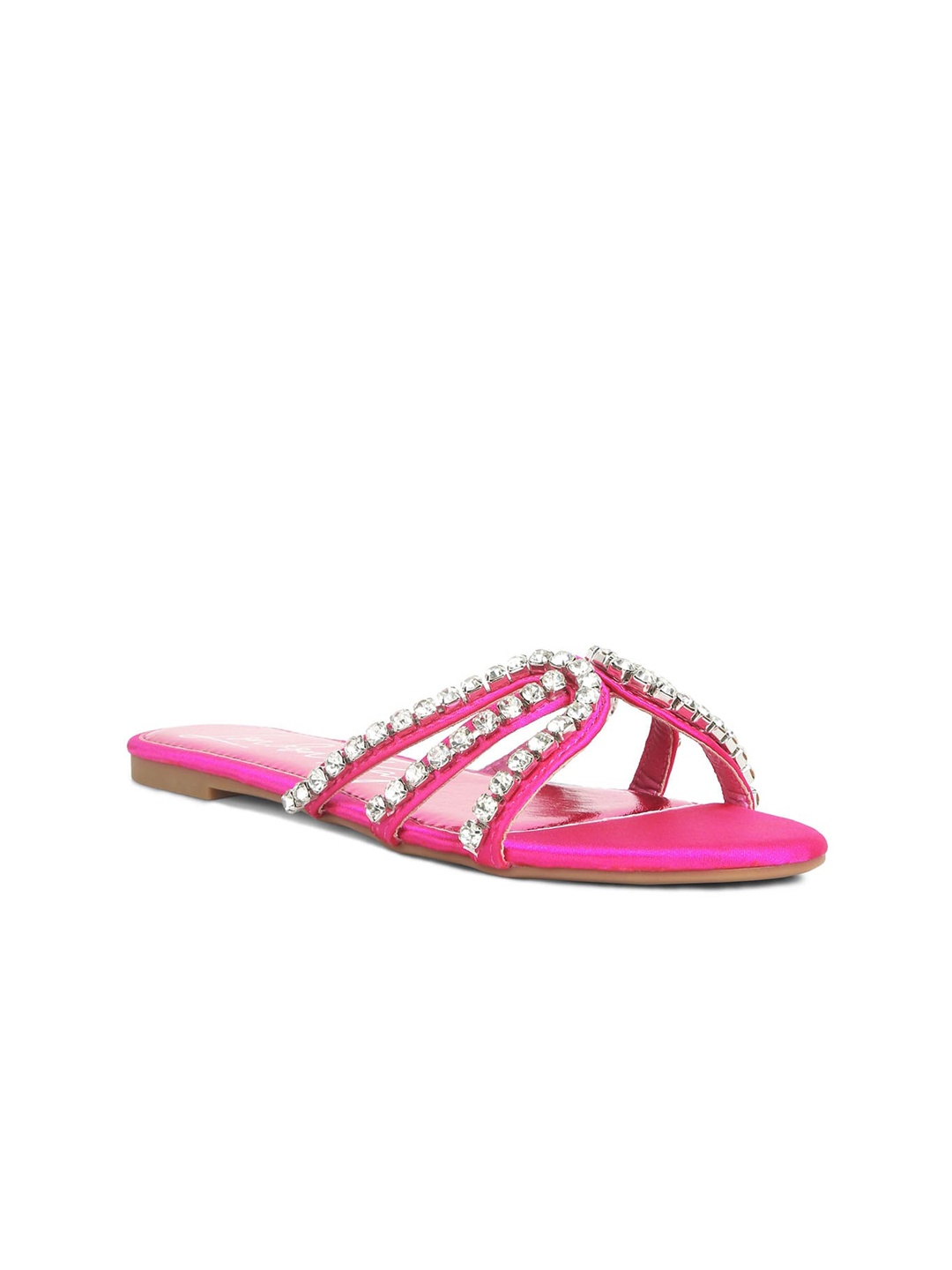 

London Rag Women Embellished Open Toe Flats, Fuchsia