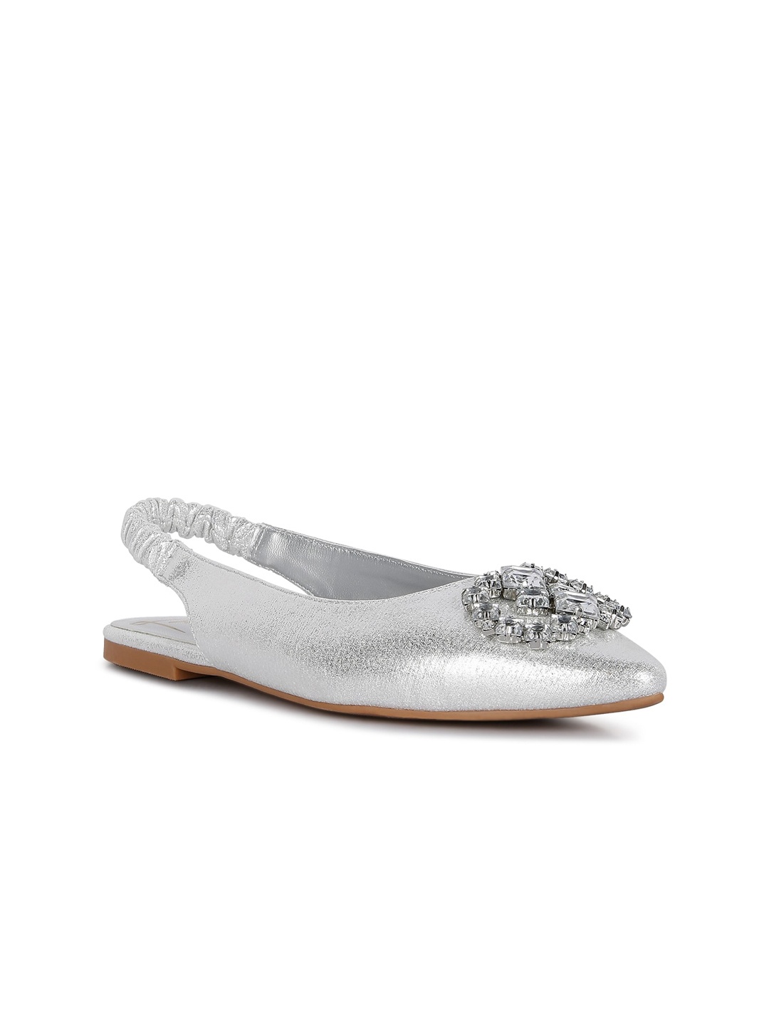 

London Rag Embellished Pointed Toe Mules, Silver