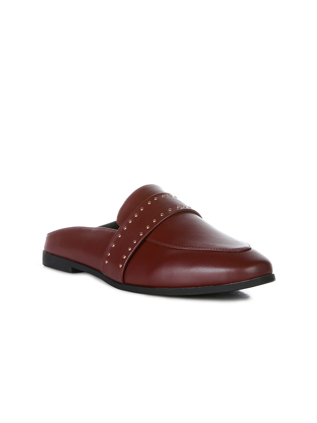 

London Rag Studded Round Toe Mules, Burgundy