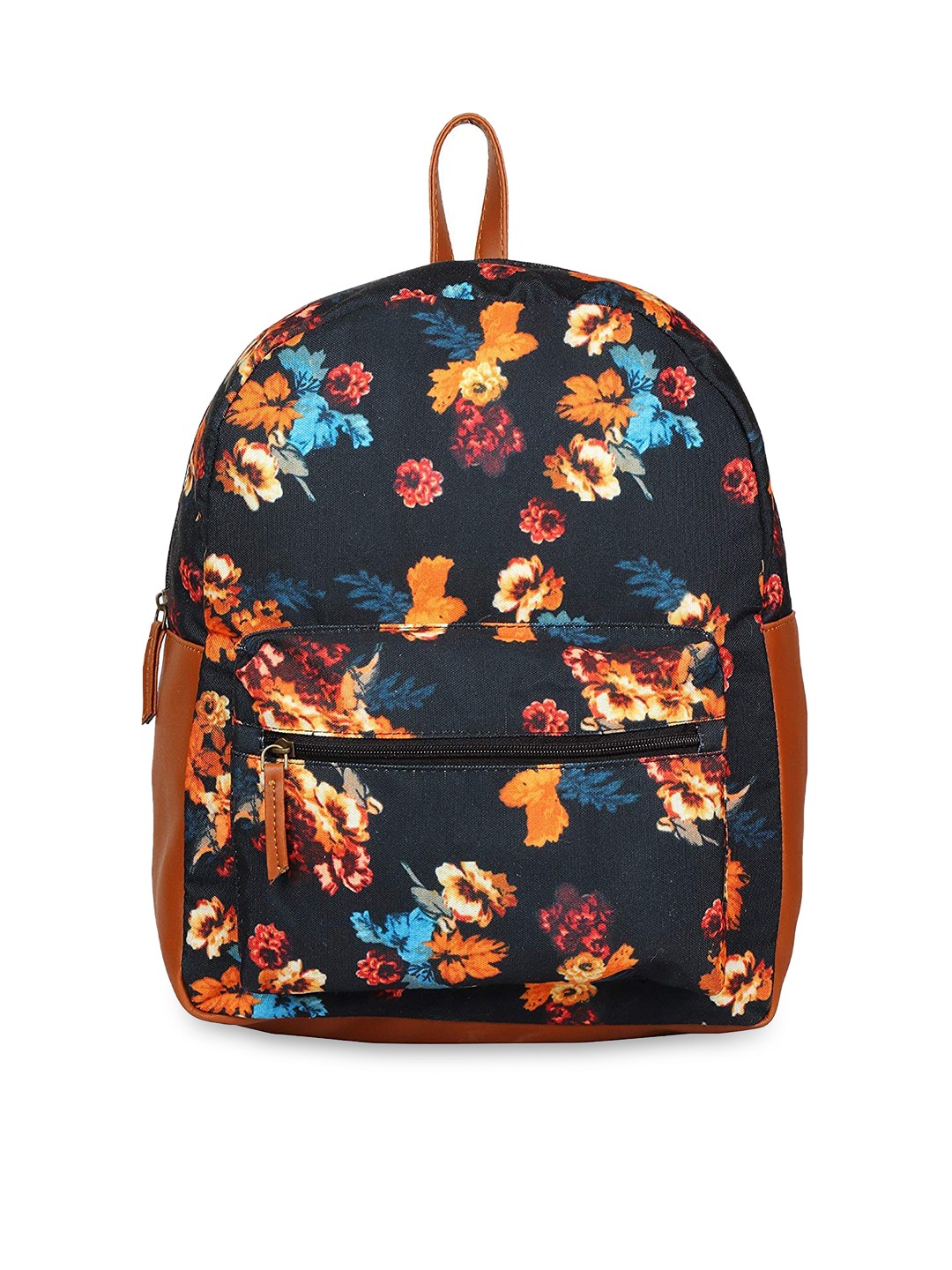 

Lychee bags Floral Printed Meduim Backpacks, Black