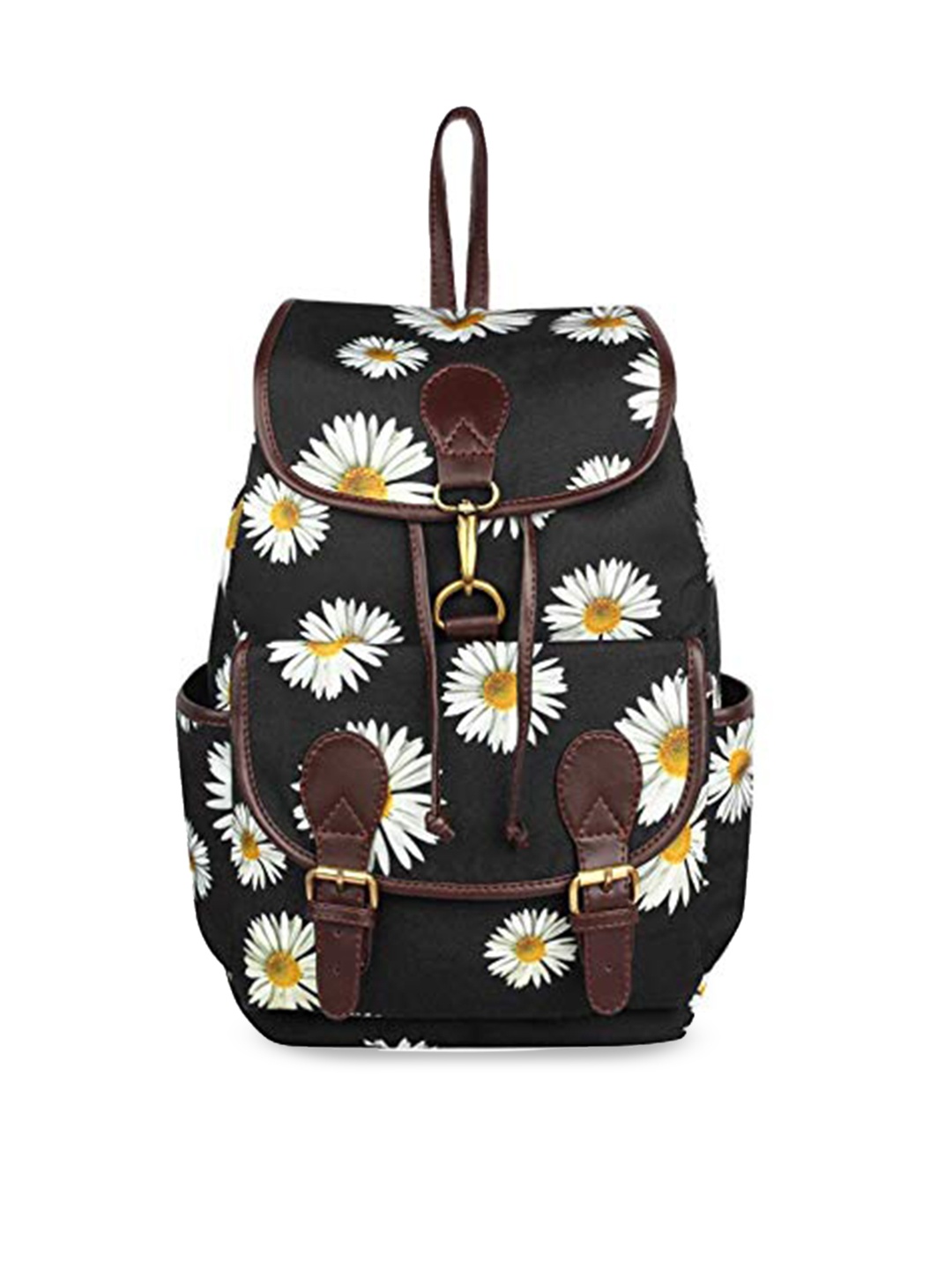 

Lychee bags Floral Printed Meduim Backpacks, Black