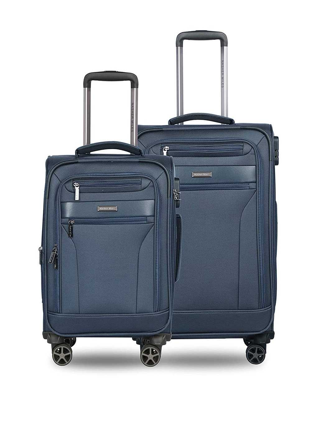

Nasher Miles Set Of 2 Textured Soft-Sided Trolley Suitcase, Navy blue