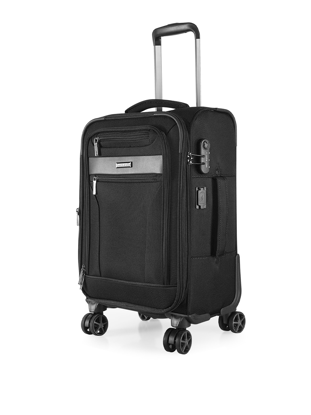 

Nasher Miles Soft-Sided Cabin Trolley Suitcase, Black