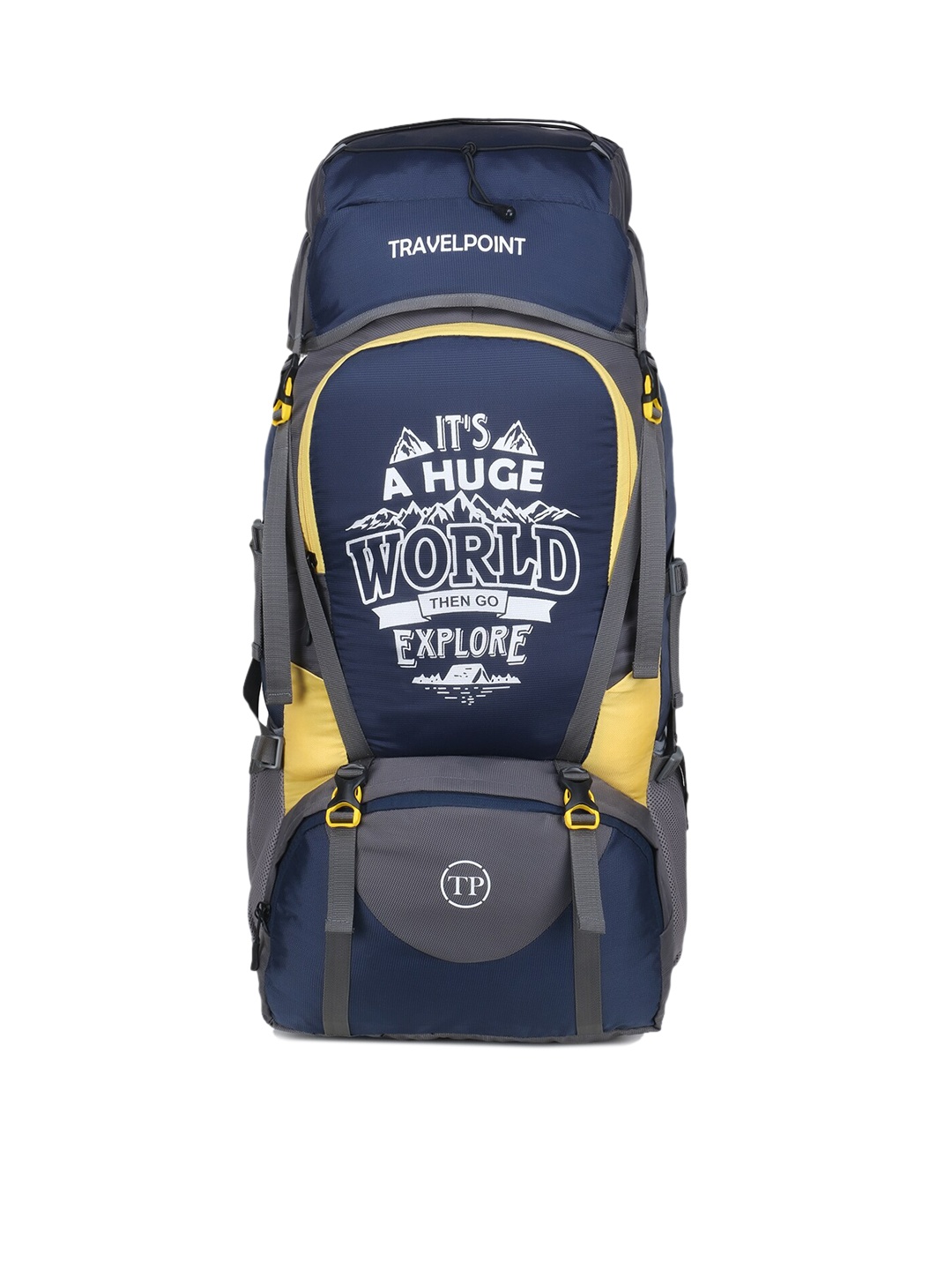 

TRAVEL POINT Colorblocked Trekking Waterproof Rucksack 60L, Navy blue