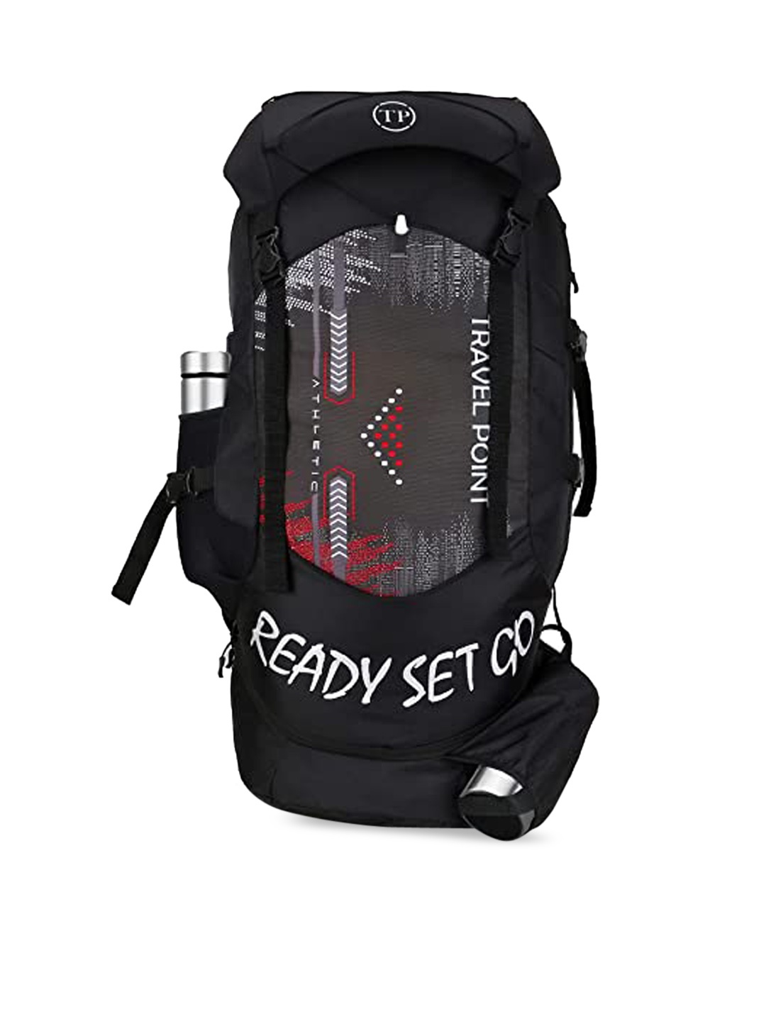 

TRAVEL POINT Printed Waterproof Rucksack, Black
