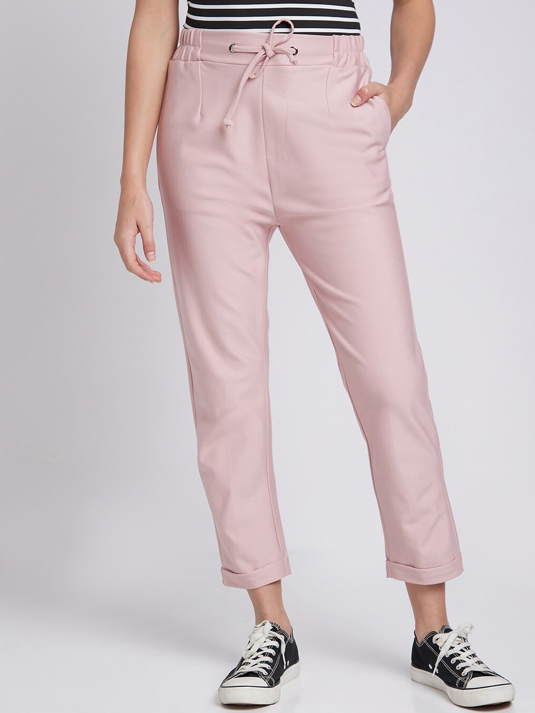 

SPYKAR Women Cotton Slim-Fit Track Pants, Pink