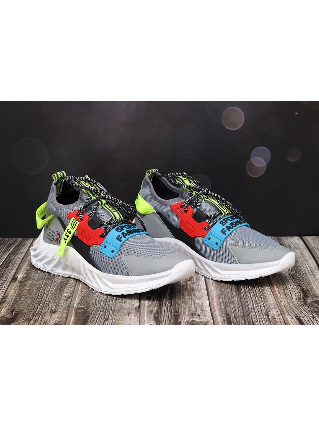 

FASHION FASTER Men Mesh Ortholite Impressions Running Sports Shoes, Grey