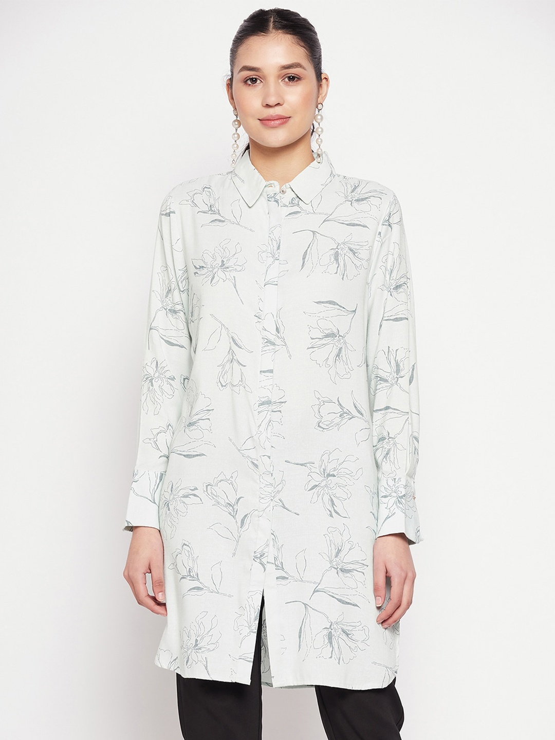 

Madame Women Floral Printed Casual Shirt, White