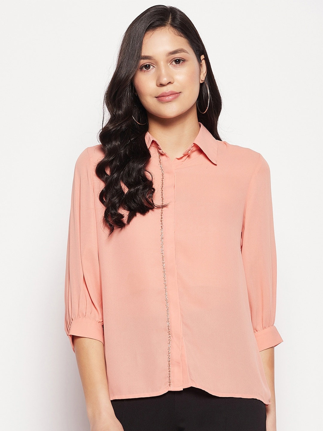 

Madame Spread Collar Casual Shirt, Orange