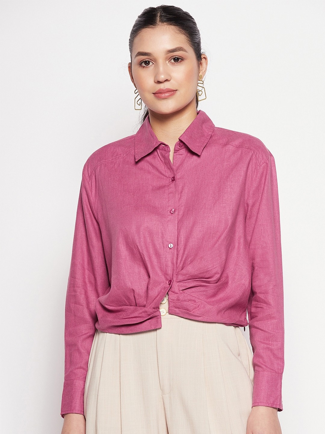 

Madame Gathered Casual Shirt, Pink