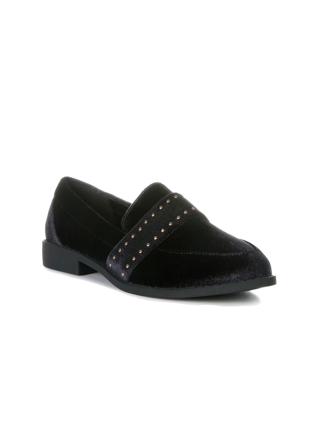 

London Rag Women Embellished Velvet Loafers, Black